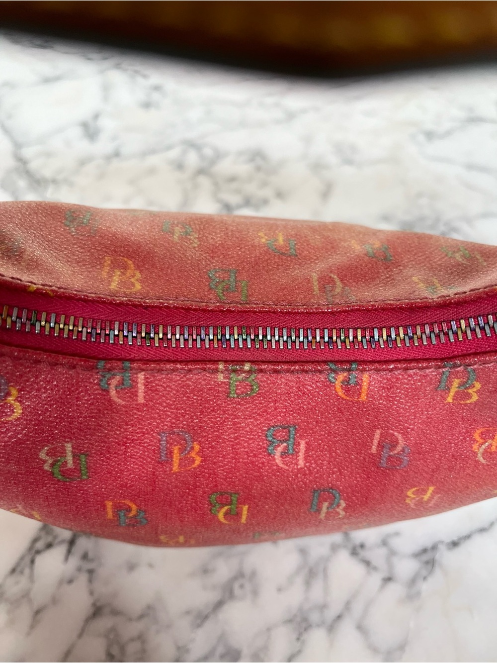 Dooney & Bourke Vintage Pink Multicolor Rainbow Logo Hobo Shoulder Bag Y2K - Picture 4 of 16